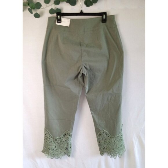 Cato Crochet Hem Pull-On Ankle Pants Size 14 Mid Rise NWT Comfy Chic - Picture 2 of 13